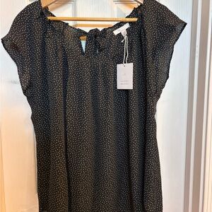 LC Lauren Conrad Black and White Polka Dot Blouse